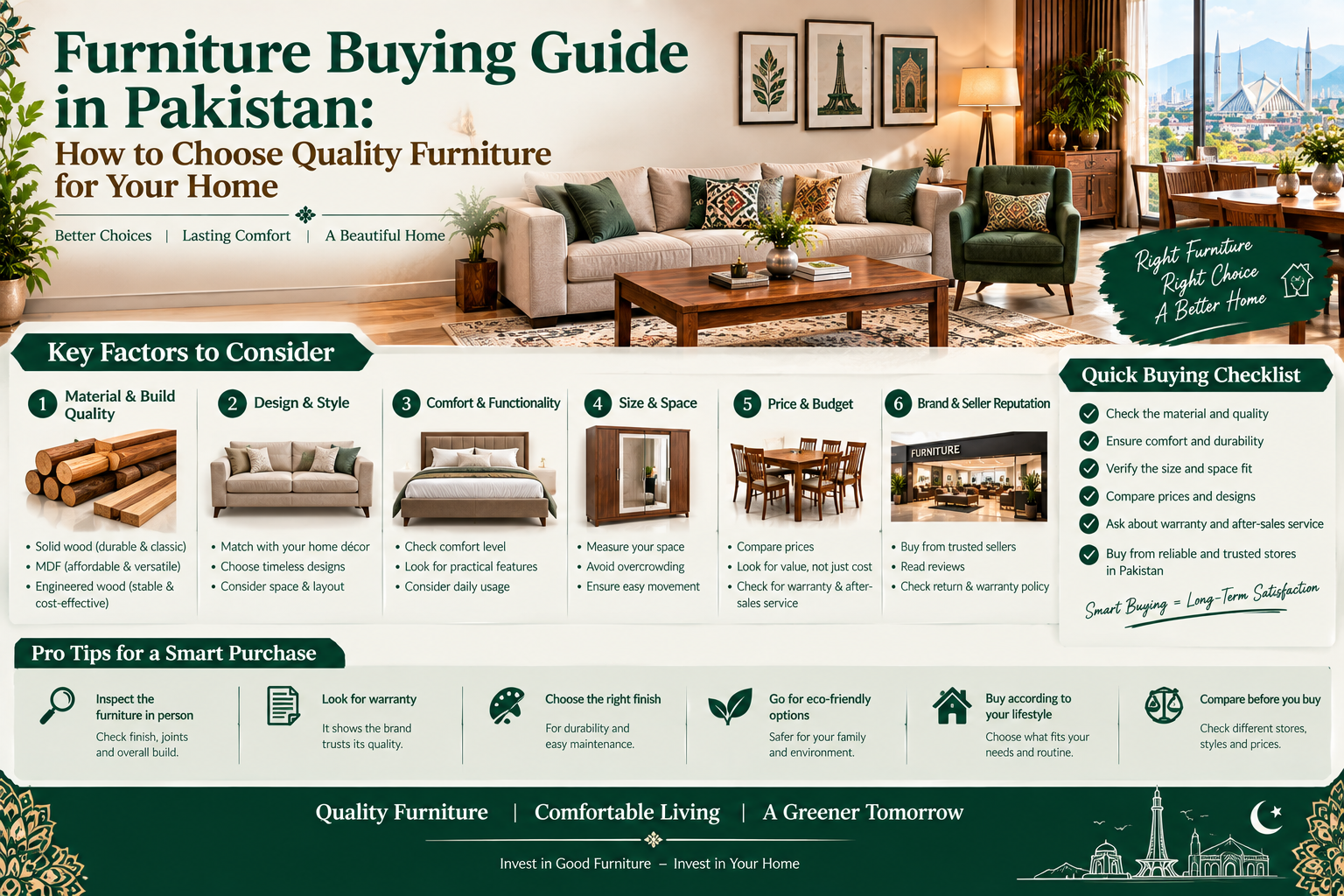 Furniture Buying Guide in Pakistan: How to Choose Quality Furniture for Your Home