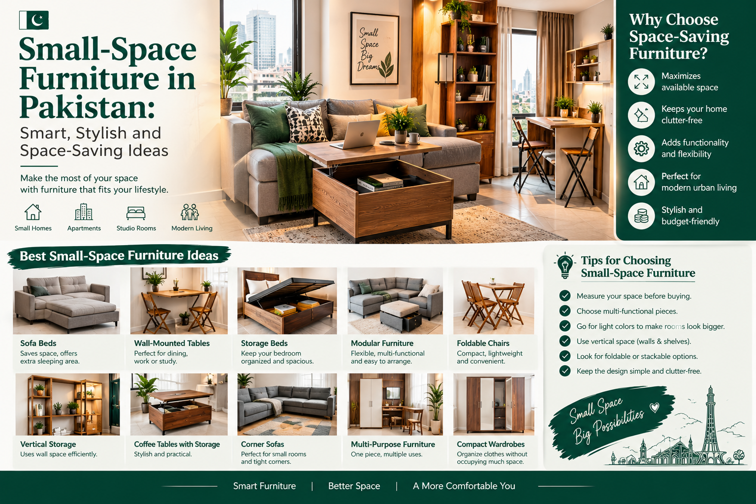 Small-Space Furniture in Pakistan: Smart, Stylish and Space-Saving Ideas