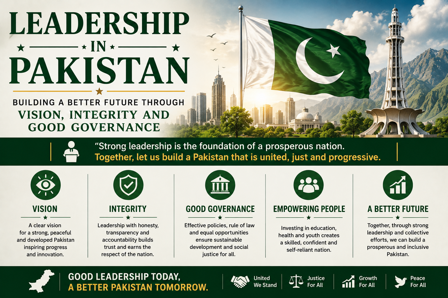 Leadership in Pakistan: Building a Better Future Through Vision, Integrity and Good Governance