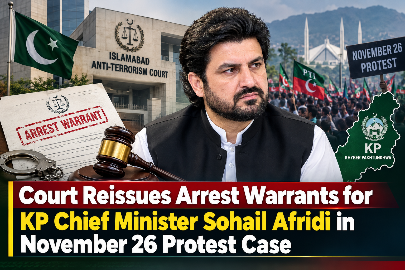 Court Reissues Arrest Warrants for KP Chief Minister Sohail Afridi in November 26 Protest Case