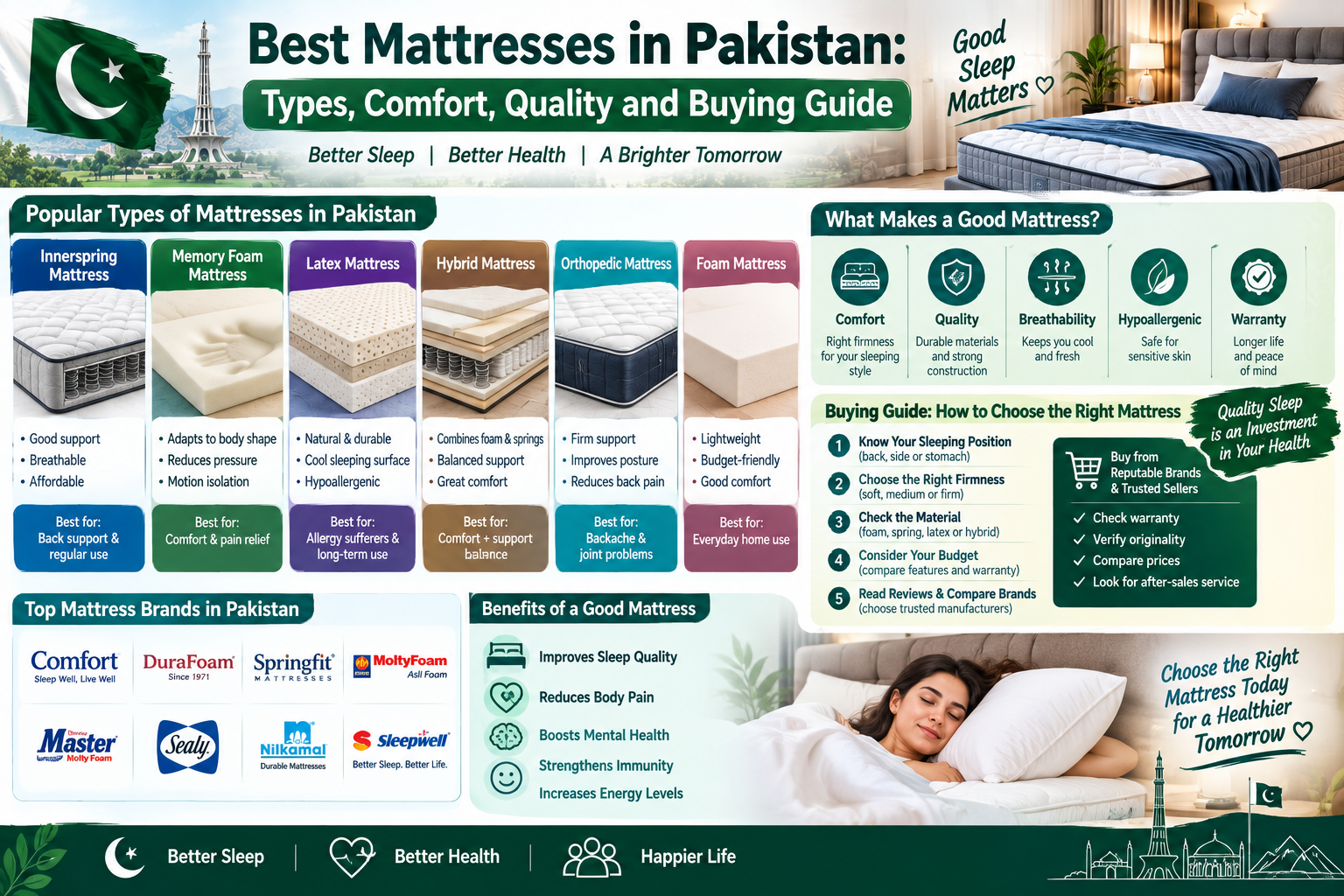 Best Mattresses in Pakistan: Types, Comfort, Quality and Buying Guide