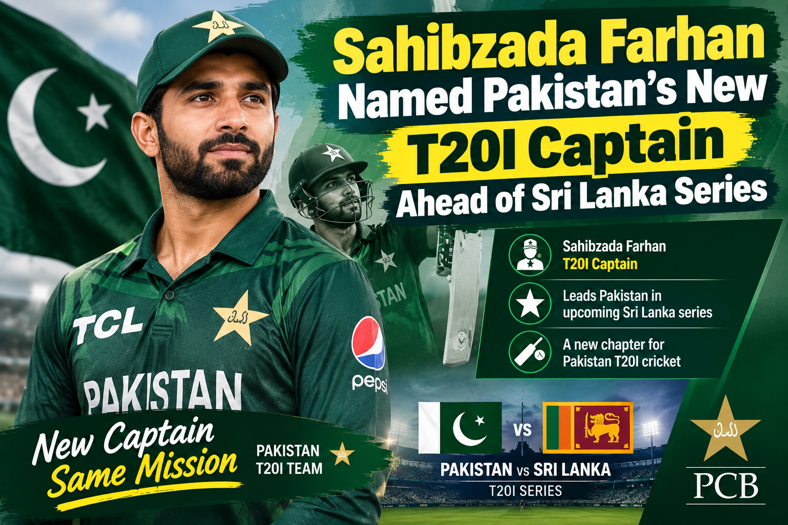 Sahibzada Farhan Named Pakistan’s New T20I Captain Ahead of Sri Lanka Series