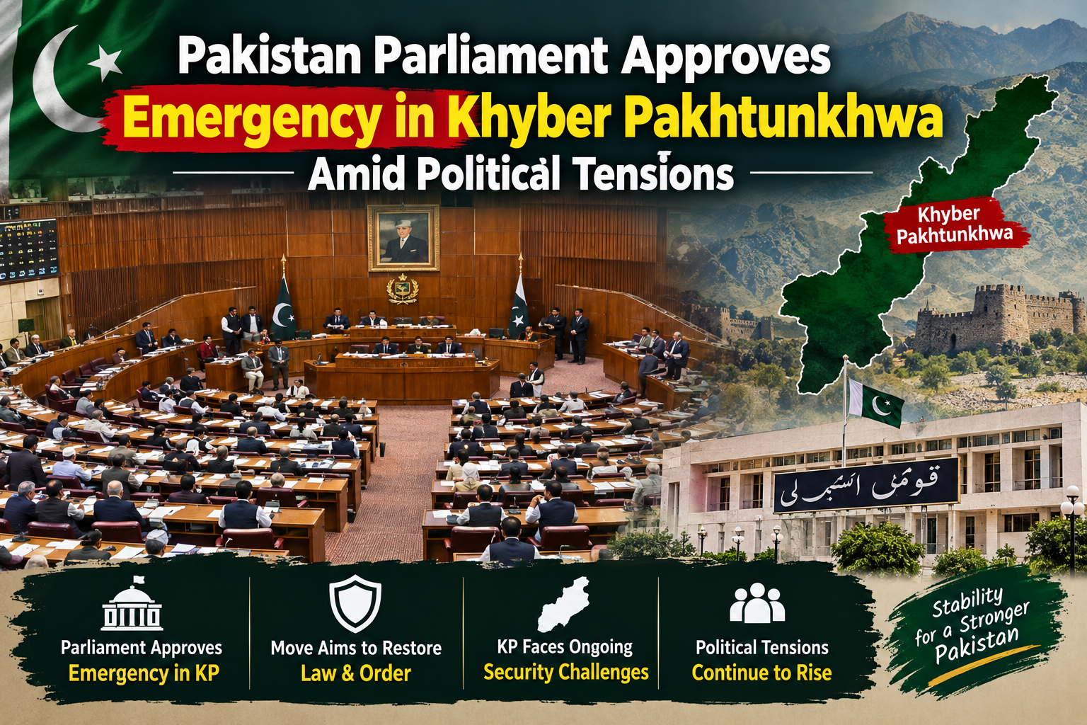 Pakistan Parliament Approves Emergency in Khyber Pakhtunkhwa Amid Political Tensions