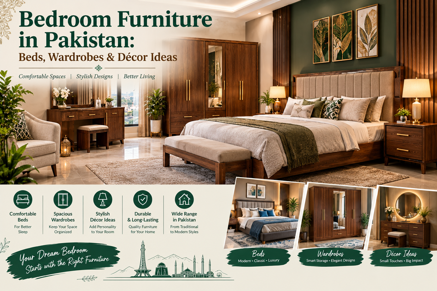 Bedroom Furniture in Pakistan: Beds, Wardrobes, Dressing Tables and Décor Ideas