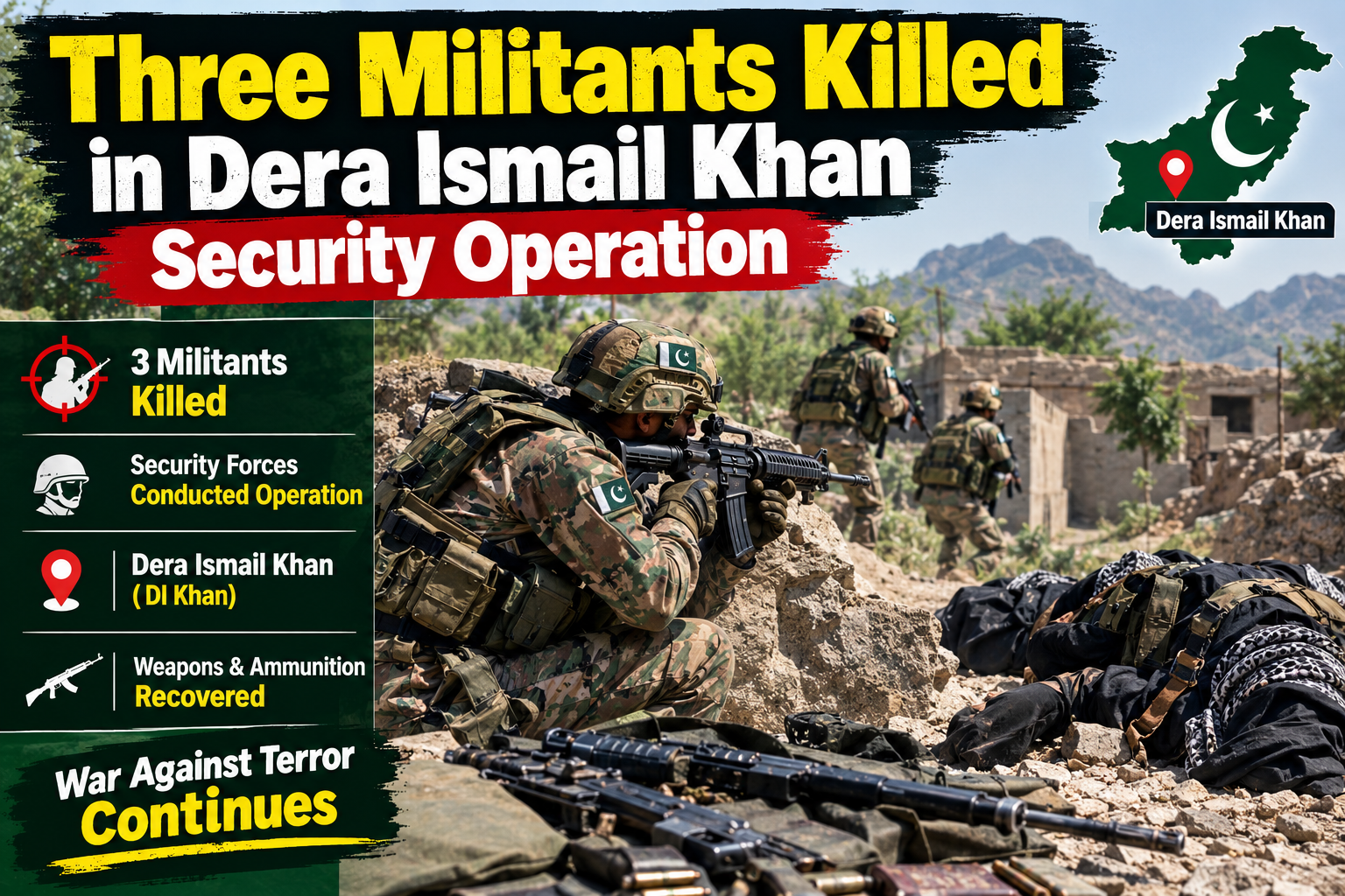 Security Forces Kill Three Militants in Intelligence-Based Operation in Dera Ismail Khan